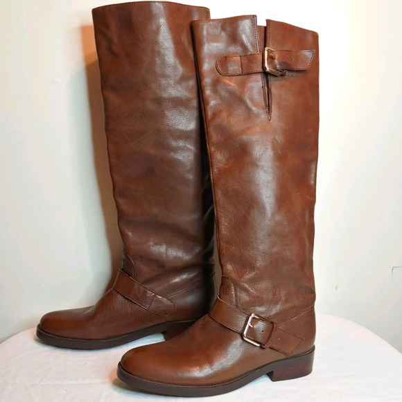 Kathryn Amberleigh Knee High Brown Leather Riding Boots Size Women's 7 - Picture 1 of 9